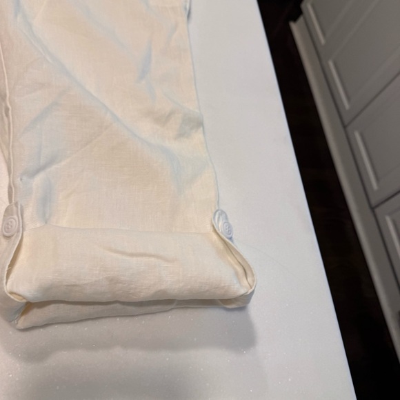 Zara Girls Linen Blend Pants Sz 11-12 Years Roll Tab Leg Pockets NWOT - Picture 9 of 16